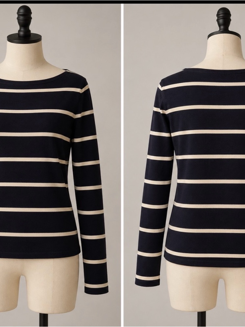 Ralph Lauren Striped Navy and Cream Boatneck Top